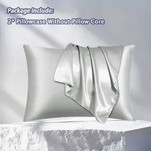 Light Silver Gray Silk Pillowcase 2-Pack, High-end Smooth Skin Care Pillowcase, Fits Modern Bedrooms/Luxury Apartments/Office Workers' Bedding Areas, Ideal for Modern-style Lovers/Office Workers/ Light Silver Gray Silk Skin Care Pillowcase