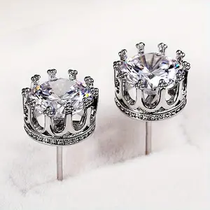 New Launch Crown 18K Gold-Plated Round Brilliant Moissanite Studs | 1CT D Color VVS1 | Solid S925 Sterling Silver Four-Prong Craft | Timeless Luxury Gift for All Ages + Exquisite Gift Jewelry Box