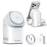 3-in-1 Wireless Charger 25W Fast Charging Station with 45W Adapter for iPhone & Samsung iWatch AirPods Magnetic One-Click System Automatic Rotation Easy Carry