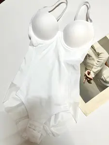 Elegant Women's Underwire Bodysuit, Ruched Body Sculpting Compression Top, Adjustable Straps, Moderate Stretch, All Seasons Wear