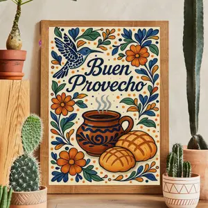 [UNFRAMED] Mexico Wall art, Mexican wall art, Mexico pan dulce, mexico prints, mexico decor, Pan dulce art, Cafecito wall art