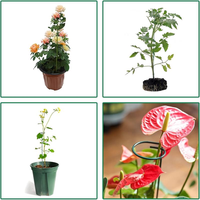4 Pack Green Plant Stakes Set,16 Inches Plant Support Stakes for Outdoor Plants,Garden Flower,Tomato,Fasteners & Hooks,Christmas Party Gifts,Hand Tools Kits