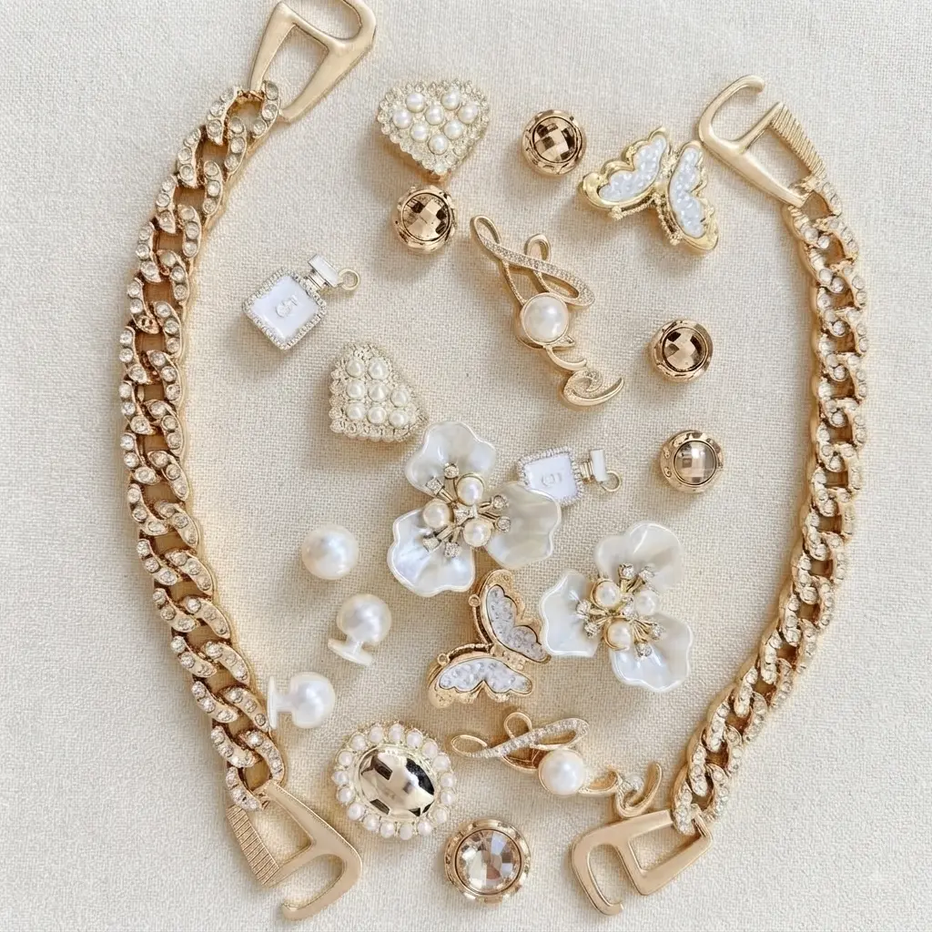 Bling Shoe Charms for Clogs – cute blue heart, butterfly, bear, shell and pearl charms for women, girls and teens. Sparkly clog accessories for Croc-style shoes, perfect for DIY shoe decorating, everyday wear, parties, birthdays and gifts.