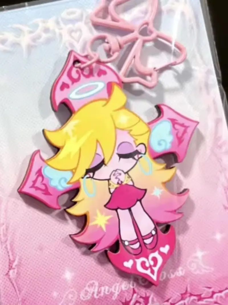 Cute Angel Pantyhose Acrylic Keychain, Anime Peripheral Bag Decoration, High-Quality Charm Accessory, Adorable and Detailed Design, Keychain Kawaii