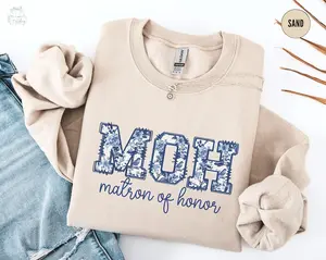 Matron of Honor Sweatshirt, Toile Sister of the Bride Bridal Party Sweater, MOH Proposal Bridesmaid Gifts, Getting Ready Bridal Outfit