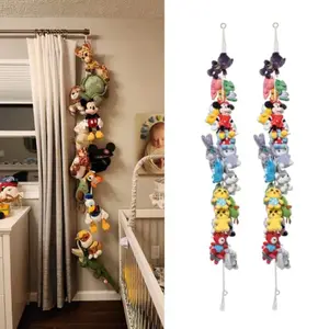 80" Cotton Hanging Storage Chain For Stuffed Animals Storage with 20 Metal Clips Stuffed Animal Display Holder Chain for Wall or Corner Nursery Play Room