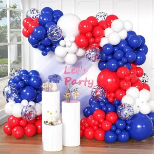 Red White and Blue Balloons Garland Arch Kit,154pcs 18/12/10/5inch 4th of July Patriotic Balloons for Birthday Nautical  Year Graduation Baseball Theme Party Decoration
