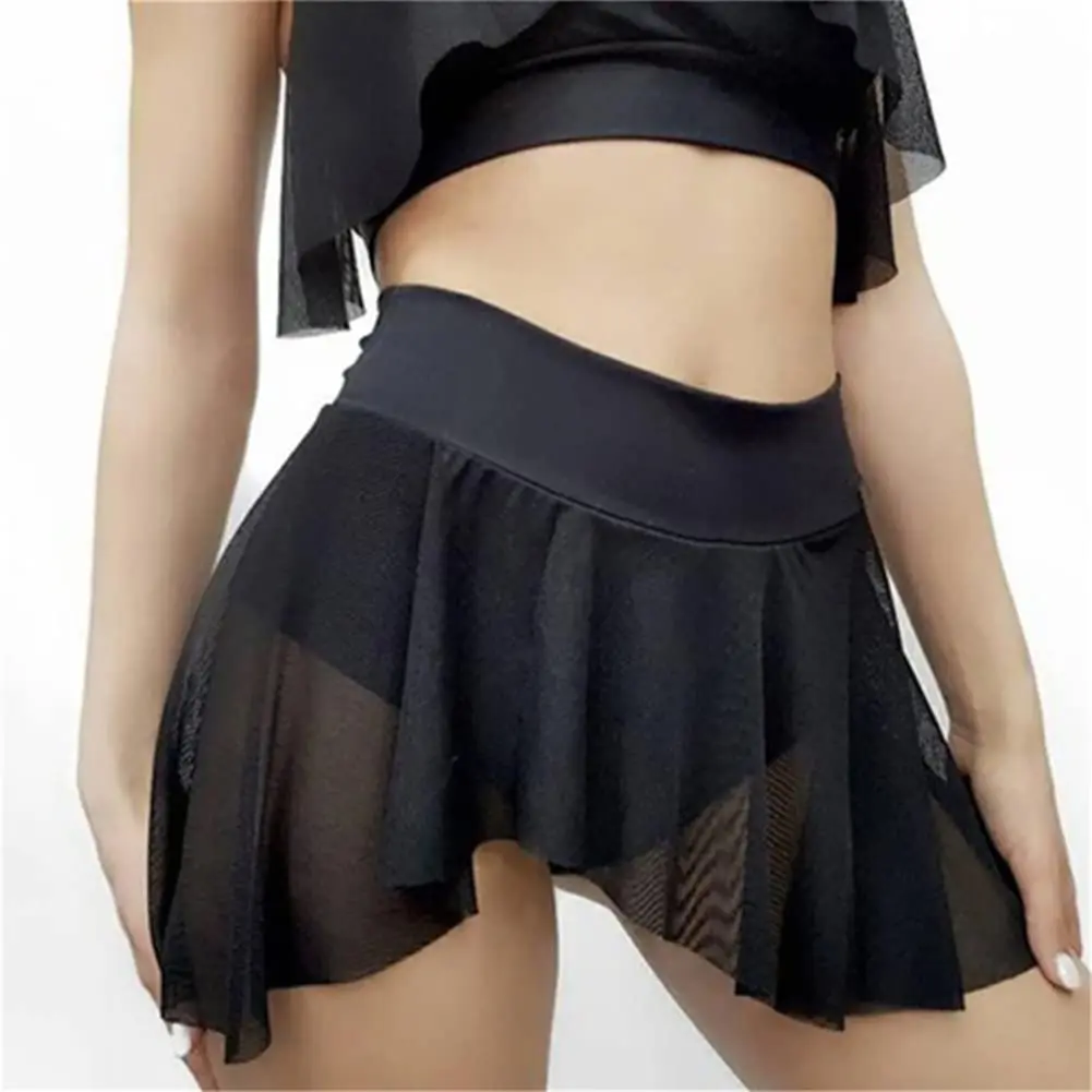 Women Festival Cute High Waisted Bikini Shorts Sheer Mesh Ruffle Dance Skirt Club Mini Hot Pants