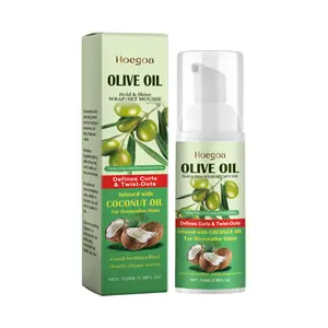 HOEGOA Olive Oil Wrap Set Mousse Refreshing Oil Control Lightweight Curls Fluffy Long-lasting Dry Hair Mousse Gel Haircare