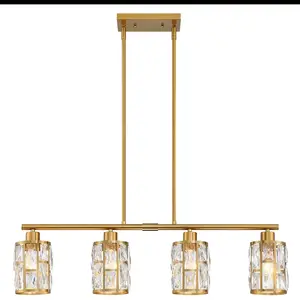 Crystal Pendant Light Fixture For Kitchen Island Farmhouse Modern Chandelier Gold