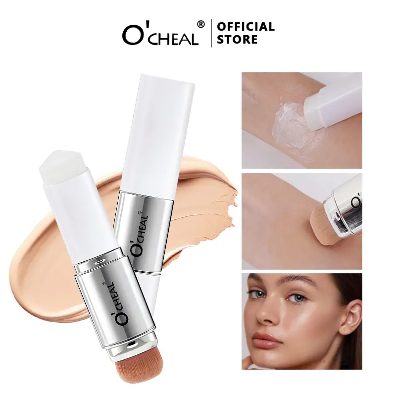 O'CHEAL Dual-Ended Foundation Concealer Stick, Korean Collagen Makeup to Hydrate and Control Oil for Flawless Coverage