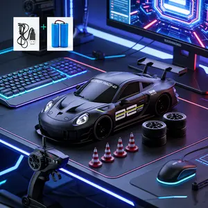 High Speed 1:24 RC Drift Car 2.4Ghz Remote Control Car with Extra Tires Cones for Kids Adults Backyard Racing rc car