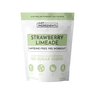 Just Ingredients Caffeine-Free Strawberry Limeade Pre-Workout - BCAAs, Beta Alanine, Citrulline Malate, Ginseng, Maca Root - 30 Servings