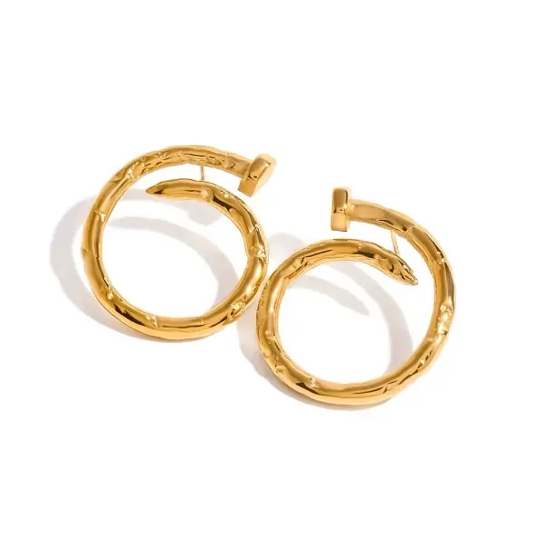 Waterproof Snake Earrings - Stainless Steel Gold-Toned