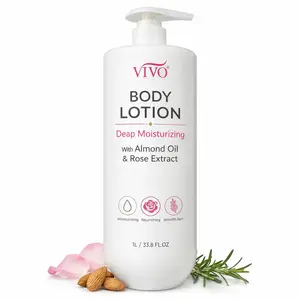 Vivo Per Lei Almond Oil & Rose Extract Body Lotion – Nourishing Daily Moisturizer with Almond Oil, Rose Extract & Rosemary Extract – Softens, Calms & Hydrates Dry Skin – Lightweight, Fast-Absorbing Formula – 1L / 33.8 fl oz