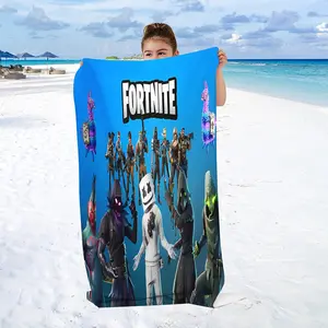 Game character patterned beach towel - Extra large beach towel, beach bath towel, large size, super absorbent, microfiber beach towel, summer essential, suitable for men, women, girls, and boys, windproof, sun protection, beach, parties, camping, 1 piece