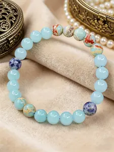 Natural Blue Apatite Stone Bracelet, Clear Ice Blue Healing Crystal Bead Wristband, Daily Commute Versatile Jewelry, Perfect Gift for Her
