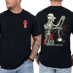 Kenworth Skeleton 18 To Life T Shirt For Men Full Color Various Sizes Short Sleeve Graphic Tee Soft Cotton Comfortable Breathable Casual Streetwear Truck Illustration Vintage Style Summer Cool High Quality Gift For Kenworth Enthusiasts