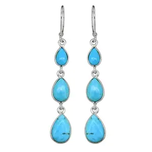 Women Blue Mohave 925 Sterling Silver Dangling Earrings