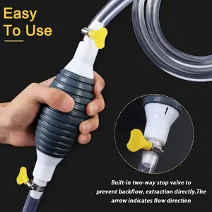 Portable PVC Hose Manual Oil Pump, High Flow Transfer Tool for Car Motorcycle Fish Tank Fuel Gasoline, Durable Lightweight Design