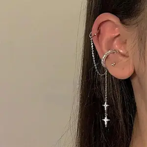1Pc 2024 Fashion Minilist No Piercing Ear Cuff for Woman Fake Piercing Tassel Star Ear Clips Earrings Female Jewelry Gifts