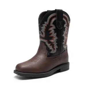 DREAM PAIRS Kids Boy's Girl's Cowboy Cowgirl Boots Little Kids Western Square Toe Riding Mid Calf Boots Fashion Western Boots For Kids