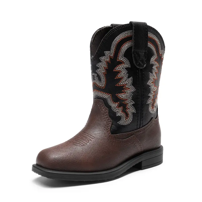 DREAM PAIRS Kids Boy's Girl's Cowboy Cowgirl Boots Little Kids Western Square Toe Riding Mid Calf Boots Fashion Western Boots For Kids