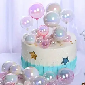 6 Colorful Bubble Cake Decoration Balls, DIY Cake Decorations, Wedding Anniversary Birthday Party Supplies, Baking Decorations