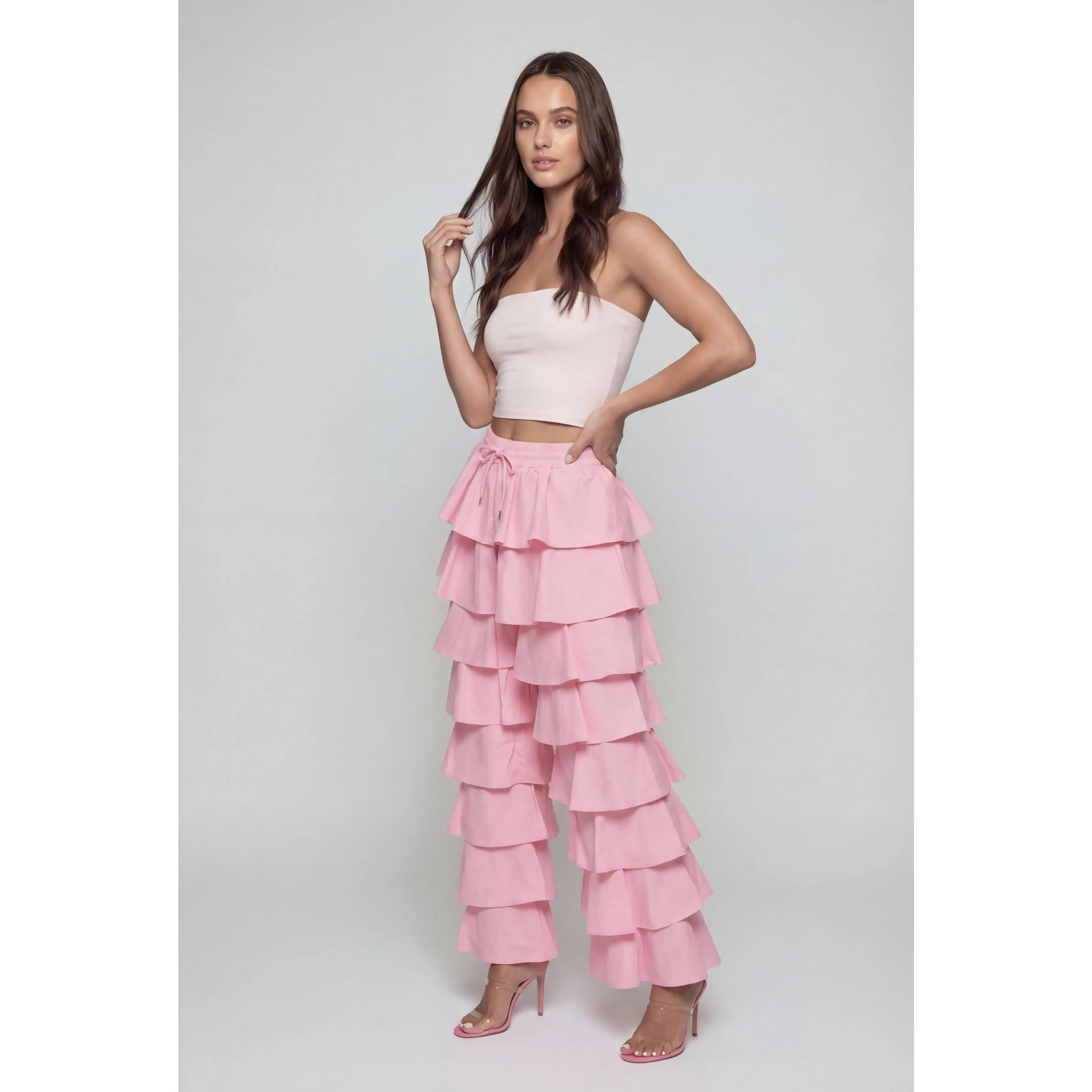 Lia Ruffle Tiered Wide-Leg Pants