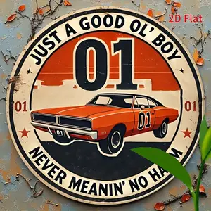 Retro is just a simple little design by Duke Hazard - a round aluminum wall decoration, Vintage Garage Signs, durable, windproof and waterproof, suitable for home, office, bar, indoor/outdoor decoration