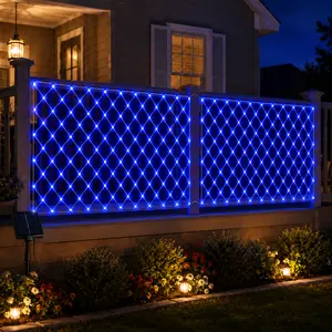 Outdoor Solar Net Lights 2-Pack, 3M x 2M, 384 LEDs with 1 Solar Panel, IP65 Waterproof, 8 Lighting Modes, Led Lighting Solutions for Garden, Patio Decorations