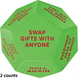 Santa Swap Gift Exchange Dice, 2 Count 12-Sided, Durable Neon Polyhedral Dice, Party Games & Activities Supplies