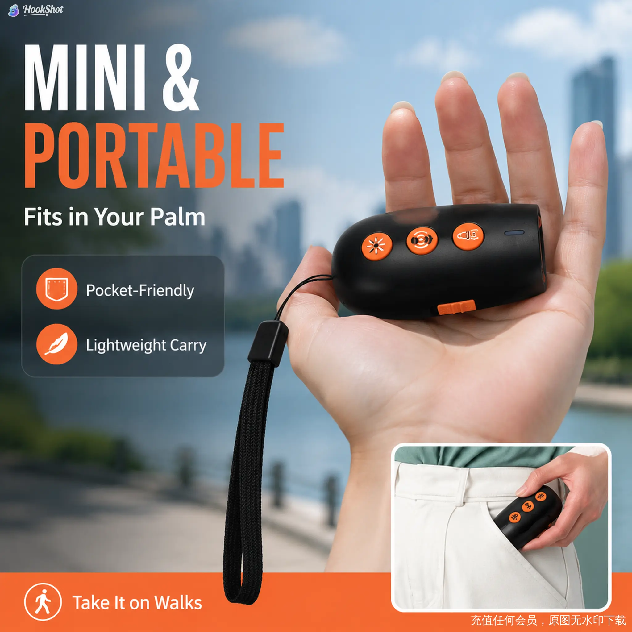Portable Handheld Ultrasonic Dog Repeller with Strobe LED Flashlight, Mini Anti-Barking Pet Training Device for Outdoor Self Defense Against Aggressive Stray Dogs