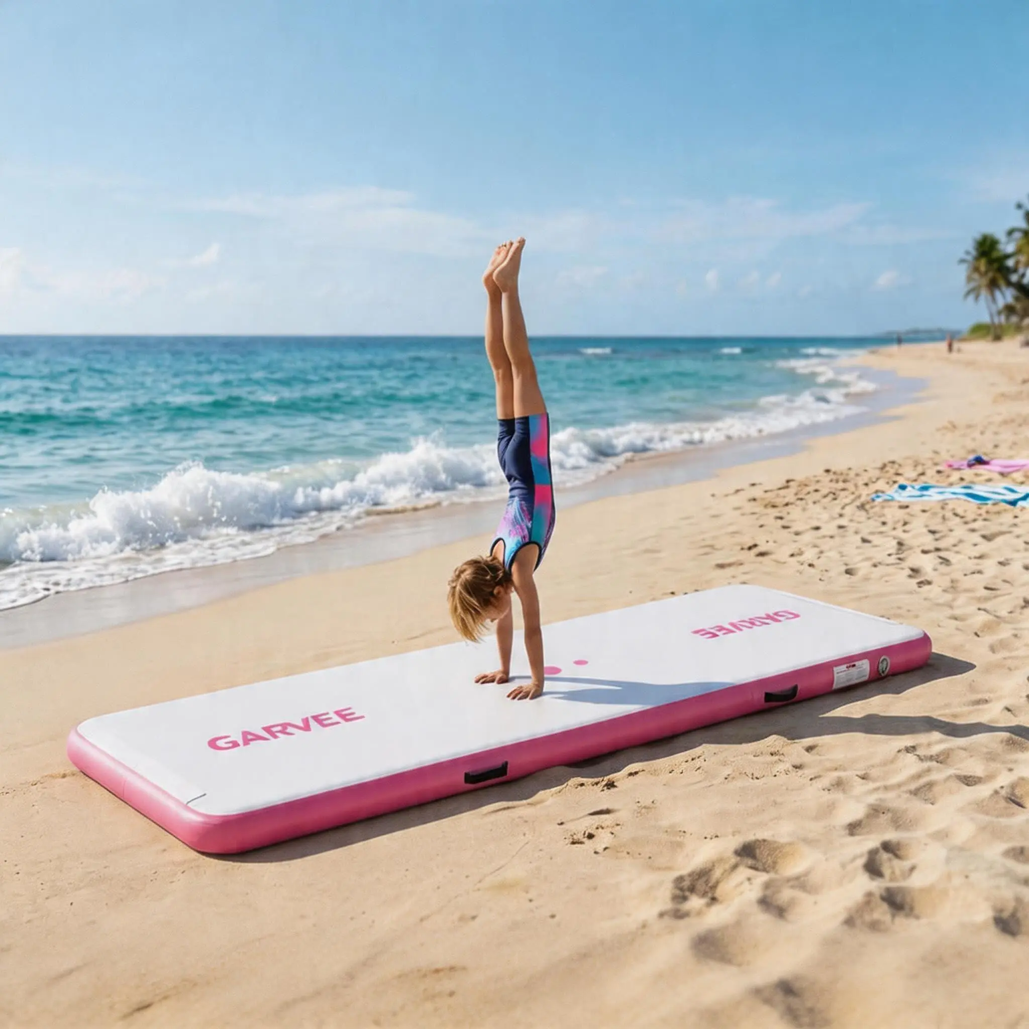 Inflatable Air Gymnastics Mat, 10ft Training Mat with Air Pump & Storage Bag, Tumble Track Mats, 4 Inches Thickness Gymnastics Tracks for Outdoor Cheerleading Yoga Exercise
