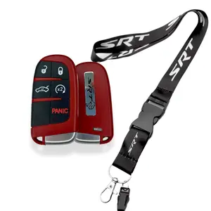 SRT Hellcat Key Fob Cover with Silver/Black Hellcat Logo + Black SRT Lanyard – Red or Blue