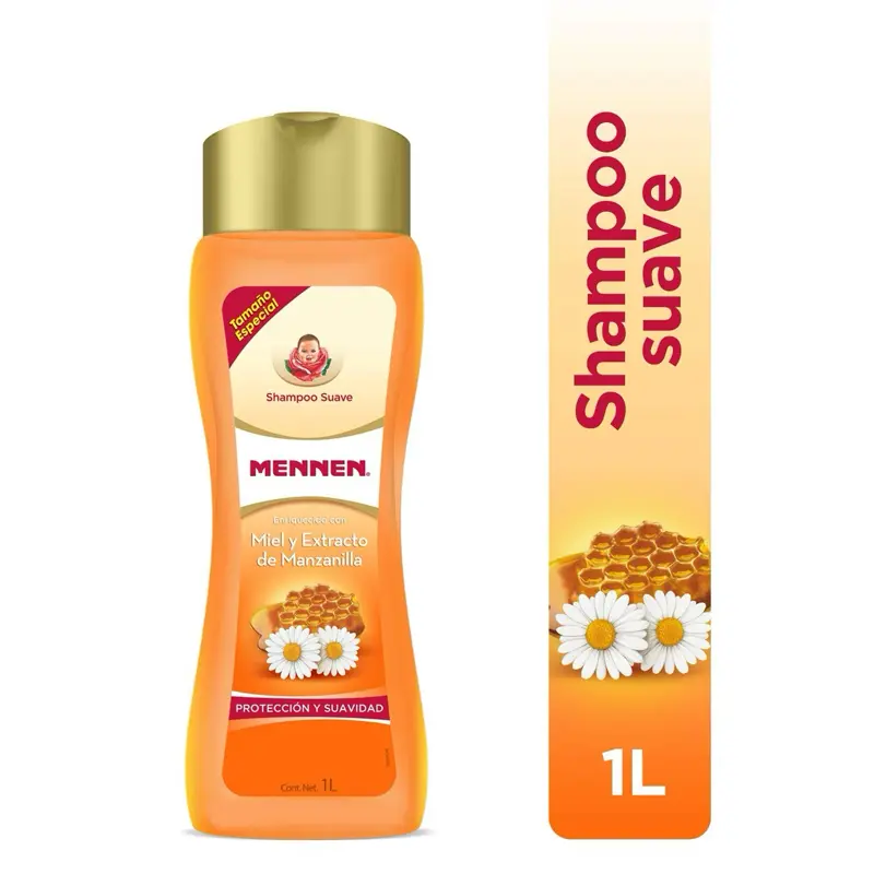 Mennen Honey & Chamomile Liquid Shampoo, Enriched with Extracts, Gentle Daily Cleanser for Soft Hair Refresh, Fresh Honey Scent, Family Size 1L (33.8 fl oz)