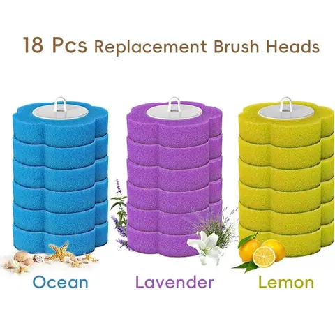 Disposable Toilet Brush Set with Handle, Replaceable Sponge Head, Toilet Brush Heads, 6pcs/18pcs Optional, Bathroom Cleaning Tool, Wall-Mounted Design, Toilet Wand, Toilet Bowl Brush, Toilet Brush Kit