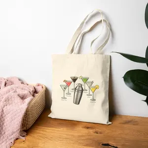 Cocktail Shaker and Martinis Tote Bag | Bar Drinks Illustration