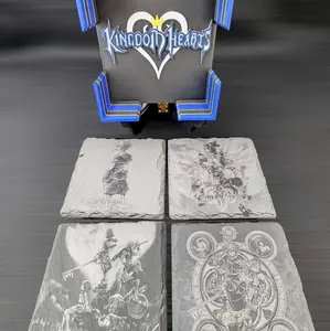 Video Game-themed stone coasters + plastic coaster carrier