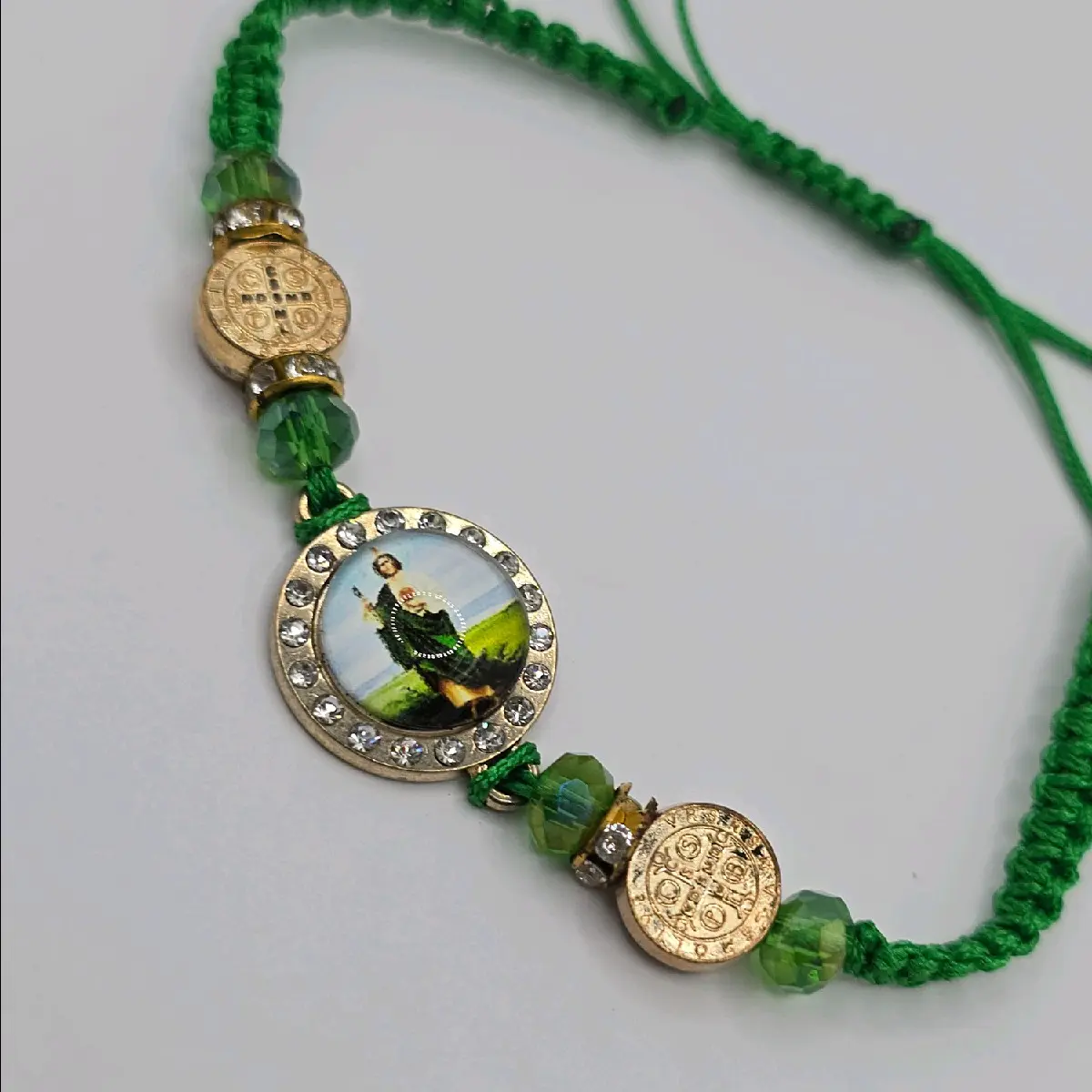 saint jude with saint Benedict adjustable bracelet