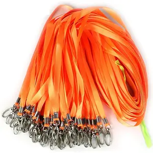 Orange Lanyards 50 count Nylon Bulk Lanyard for Id Badges,Badge Lanyards Swivel Hooks Clips  for Name Tags Badge (50PCS, Orange)