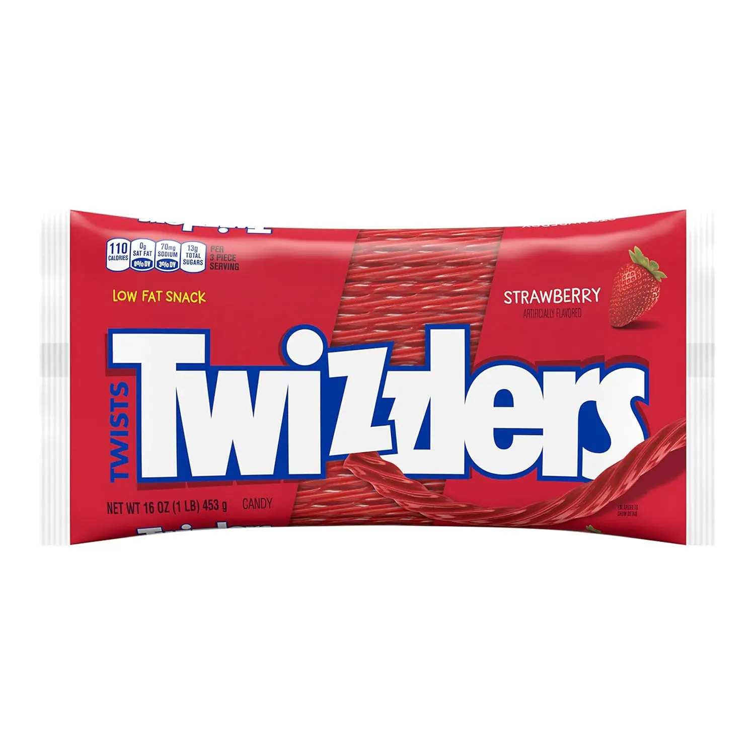 TWIZZLERS Twists Strawberry Flavored Licorice Style, Chewy Candy Bag, 16 oz | Strawberry Flavored Chewy Licorice Style Twists, Low Fat and Kosher, Classic...