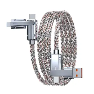 spin  charger 4-in-1 100W Colorful LED Data Cable: Supports Simultaneous Fast  & Data Transfer, Free Switching of 4 Interfaces, Zinc Alloy Connectors, Thickened Copper Wires, Reverse , 7 Lighting Modes, More Wear-Resistant & Durable  kit  cable all  in  o