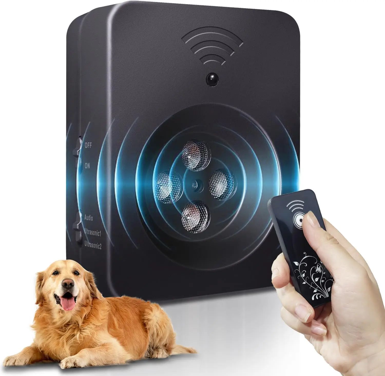 Dog Bark Control Device, 50ft Remote & Auto Sensor Modes, Stops Excessive Barking with Manual Remote & Auto Detection, IPX5 Waterproof, Humane Adjustable Training Tool for Home, Yard & Travel