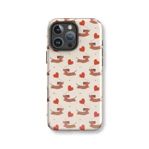 DACHSHUND LOVE Phone Case , Puppy Heart Balloon Design , Phone case for iPhone 17, 16, 15, 14, 13, 12, 11, X, Samsung and other series models. Can be given as a holiday gift to friends or family.