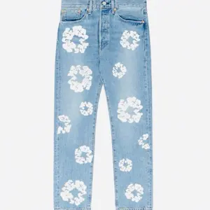 Kapok Denim Serenity Pants Menswear Streetwear Man with Floral Design, Pockets, and Comfortable Fit - Trouser, Jean, Operator