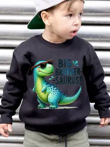 "Big Brother-Saurus Dinosaur" Toddler Sweatshirt | Cool T-Rex Big Brother Announcement Pullover | Kids Dinosaur Lover Gift