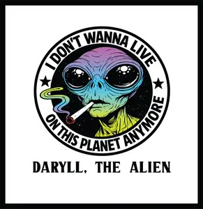 DARYLL THE ALIEN 4x4 Laminated Full Color Sticker