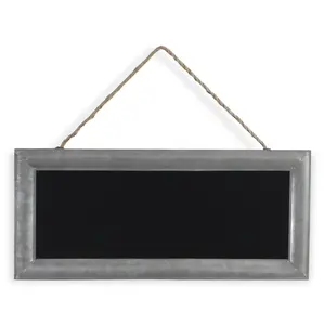 360 Stand Handmade 10x22 in Distressed Galvanized Gray Metal Hanging Chalkboard, Rustic Wall Decor