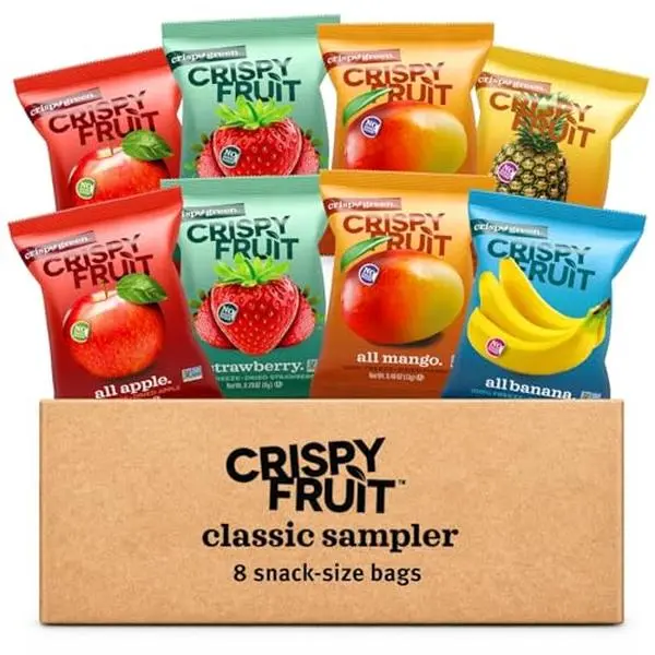 Crispy Green Classic Sampler (Pack of 8), No Added Sugar, Freeze-Dried Fruit Variety Pack, Single-Serve Bags Trial & Discovery Pack